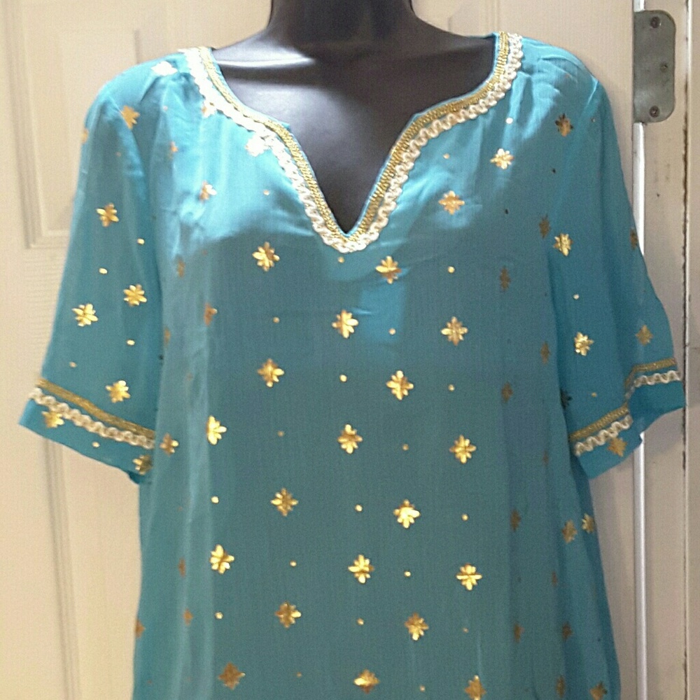 New Beautiful Teal Embellished Top