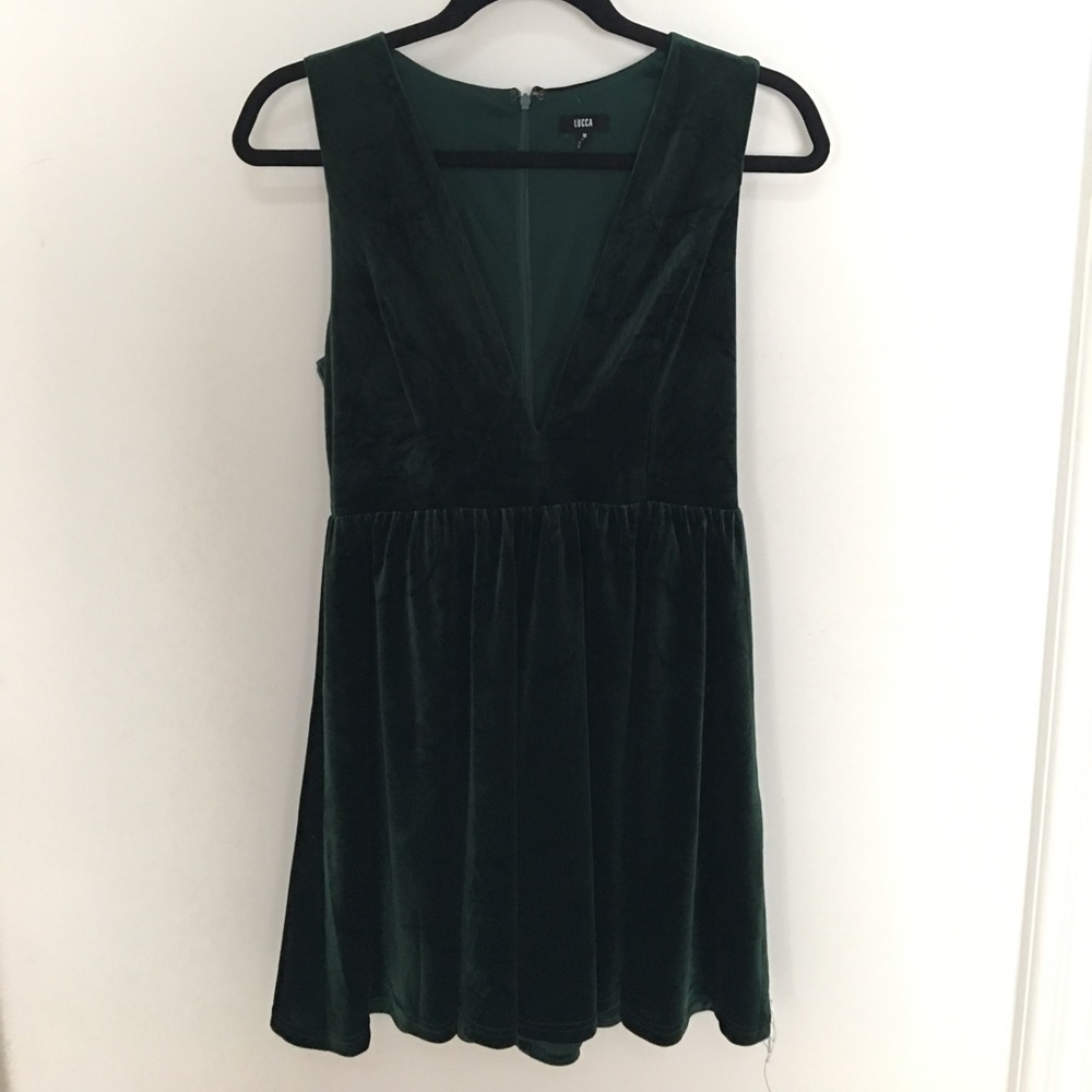 Urban Outfitters Velvet green mini dress