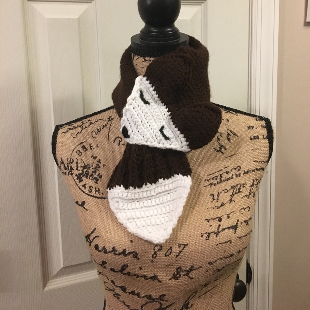 Beautiful hand crafted crochet fox scarf