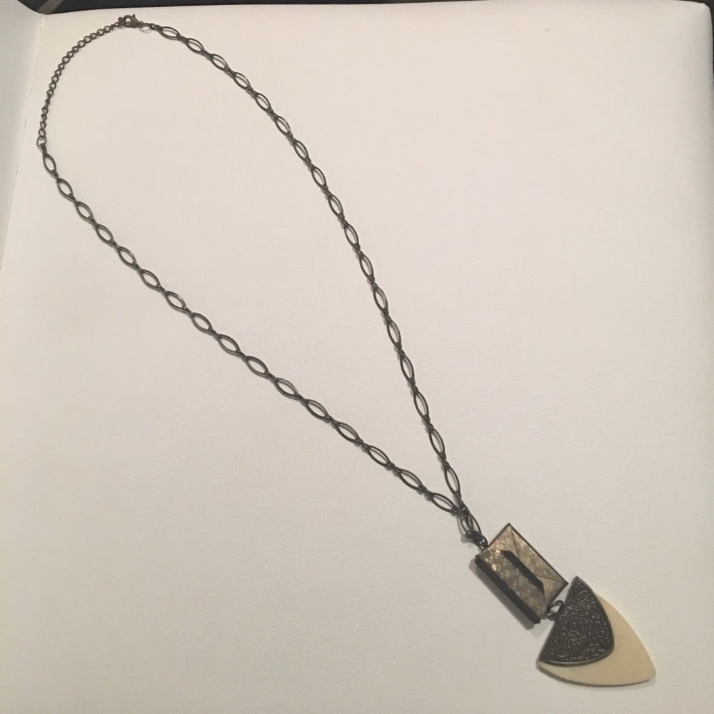 Pewter envelope/arrow necklace