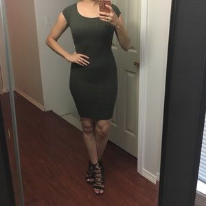 Green Midi Dress with Open Back Small