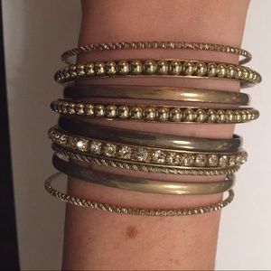 Lightly tarnished gold bangle set