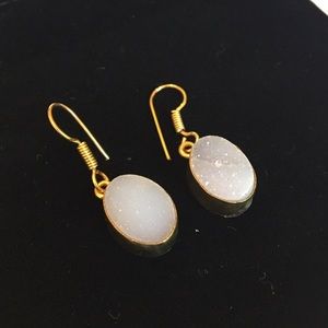 White druzy quartz earrings
