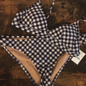 👙J.Crew Factory Plaid Bikini (Navy/White) - S/M