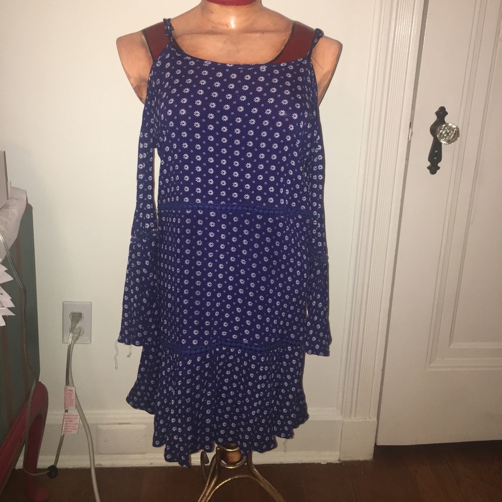 Floral blue and white dress with tiny cutouts