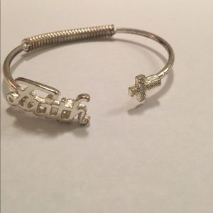 Lightly tarnished silver "faith" bracelet