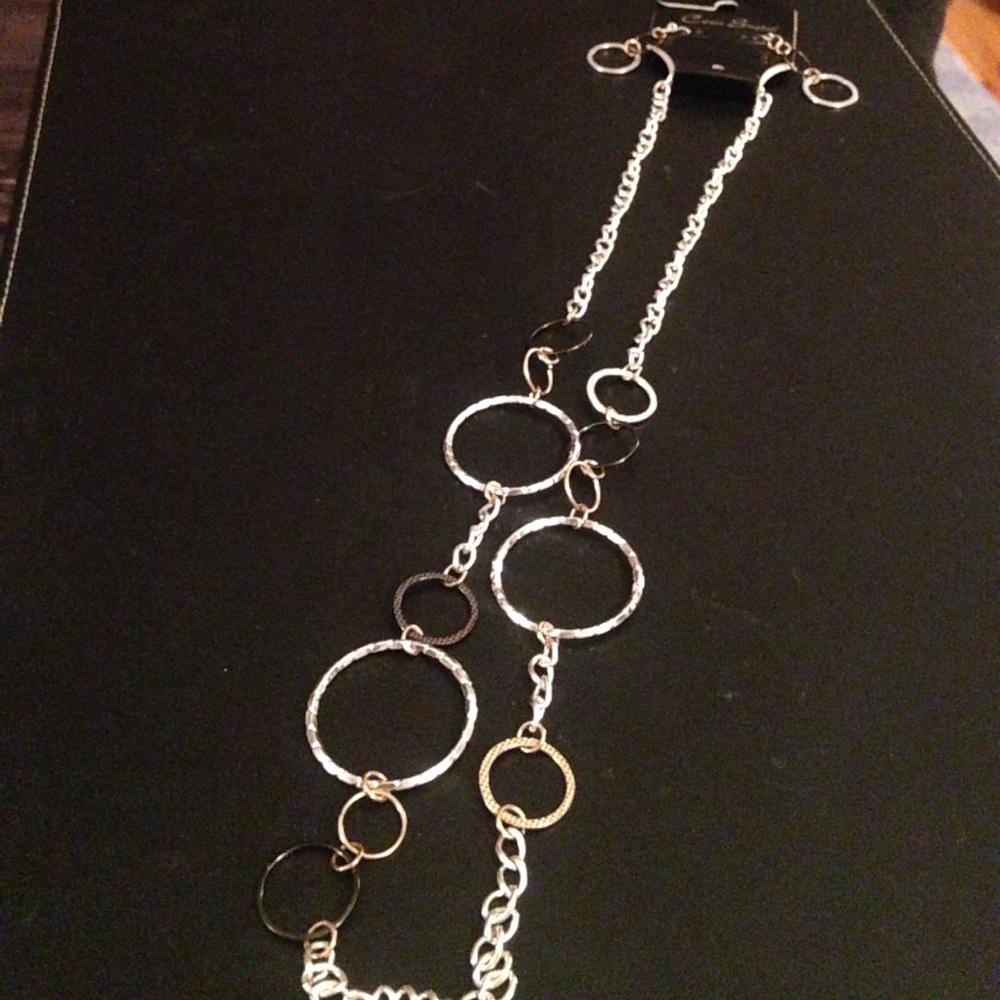 Three tone Crista Stephen earrings & necklace set