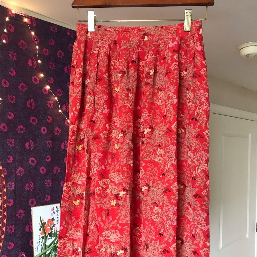 Vintage Red Silk Skirt