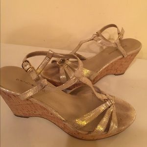 Bandolino Gold Metallic Wedge Heels