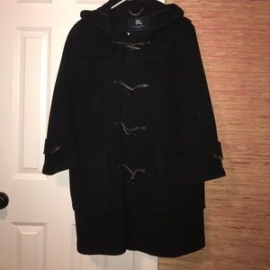 BURBERRY UNLINED WOOL TOGGLE HOODED JACKET