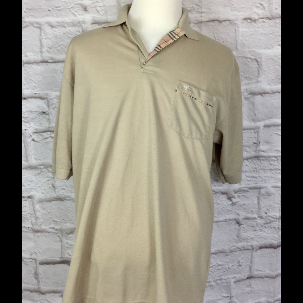 Burberry mens XL khaki nova plaid polo shirt