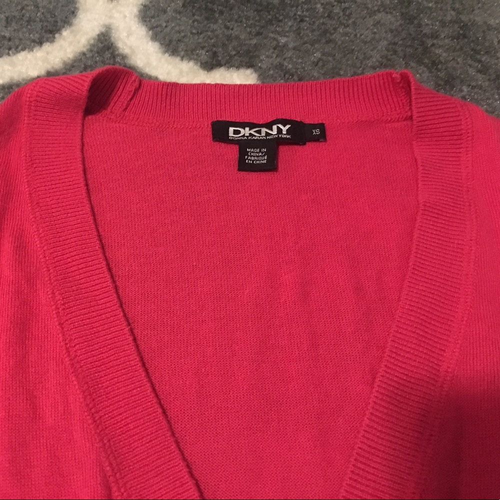 DKNY Hot Pink Silk Cashmere Cardigan Sweater sz XS