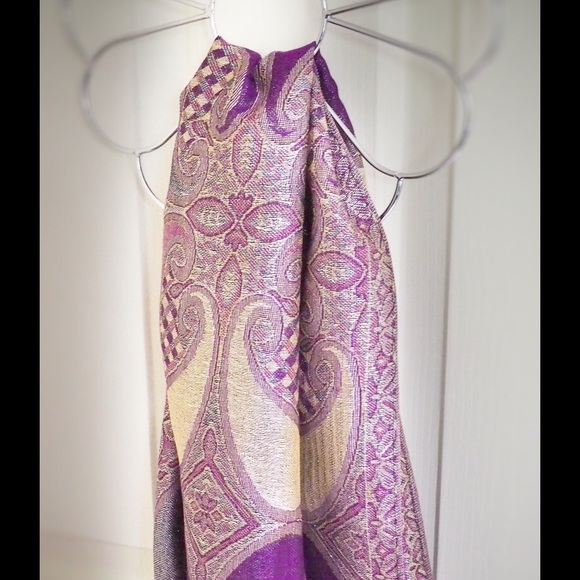 Pashmina purple & silver scarf , NEW - Picture 3 of 4