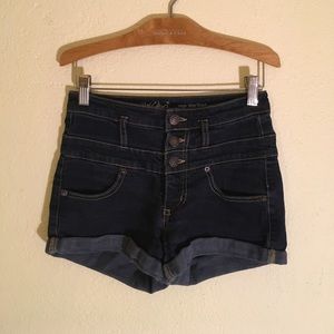 Plain high waisted denim shorts