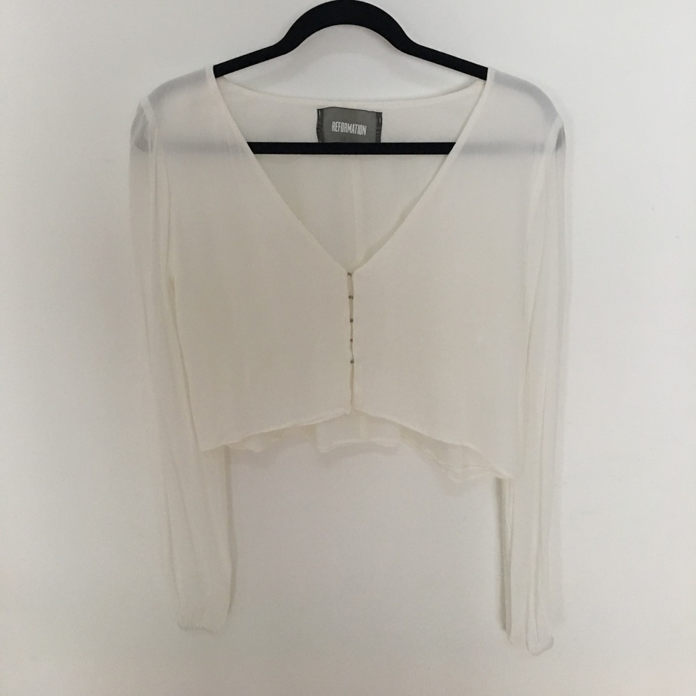 Reformation Cropped white Blouse