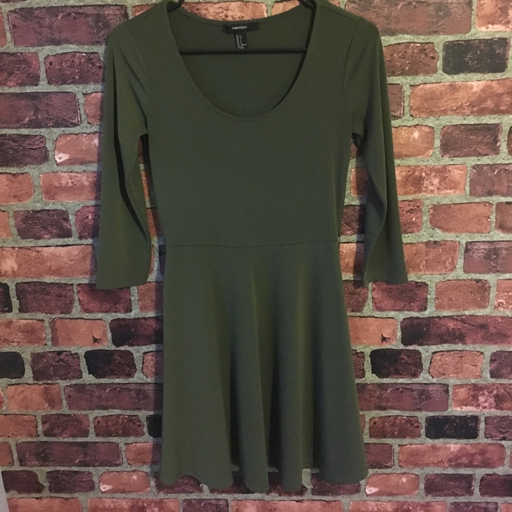 Quarter Sleeve Olive Dress