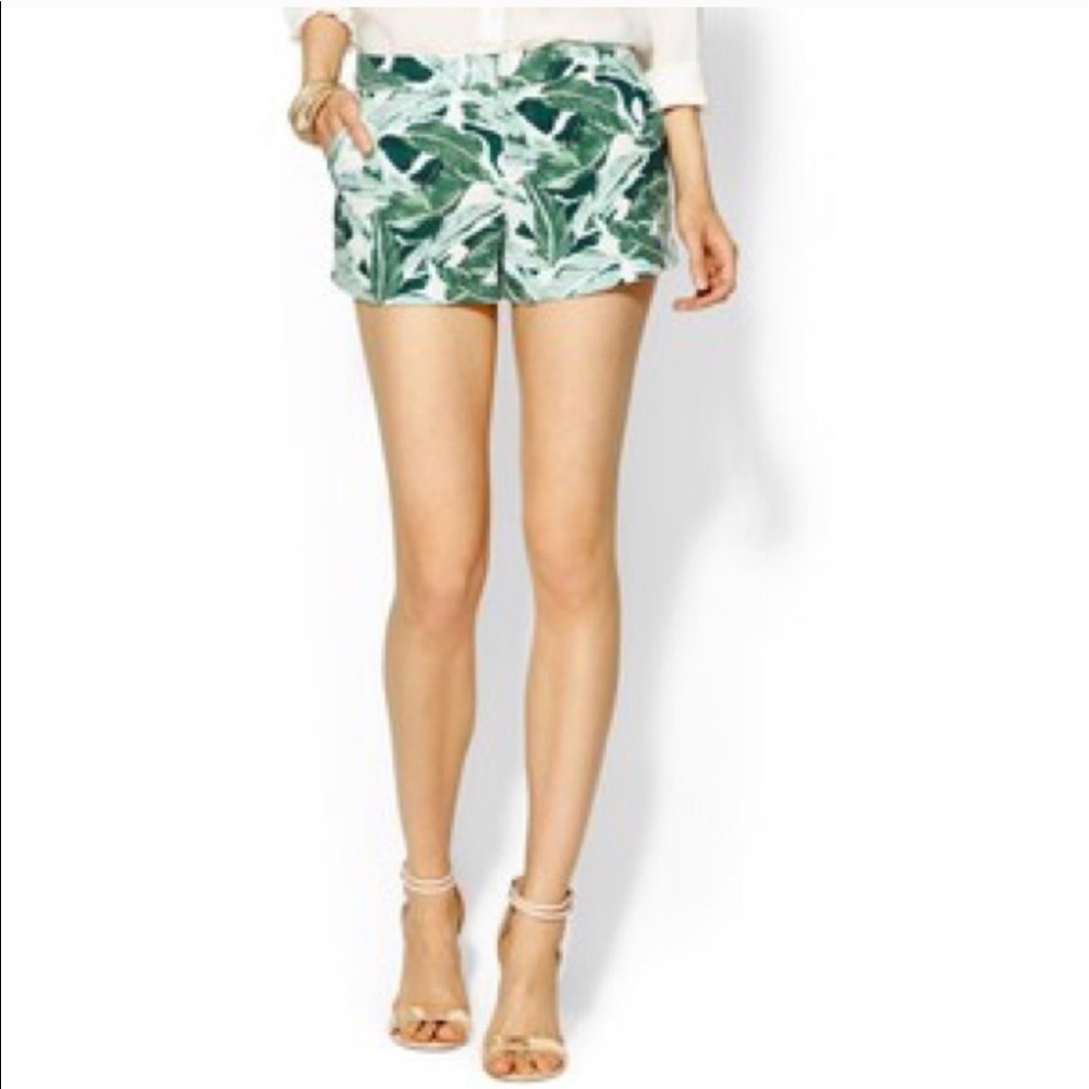 Joie mercy short green palm leaf linen shorts sz 2