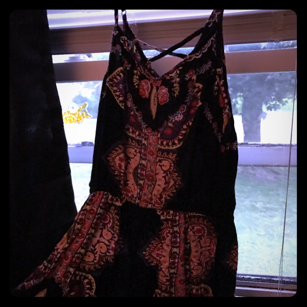Black floral romper