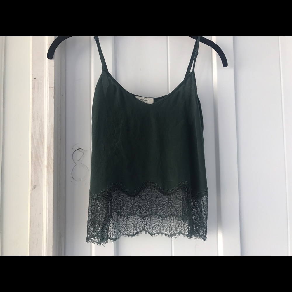 Wilfred Aritzia forest green lace tank top