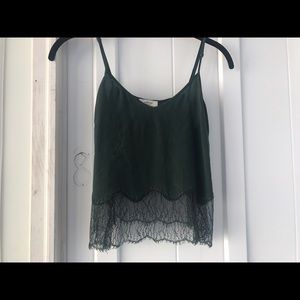 Wilfred Aritzia forest green lace tank top