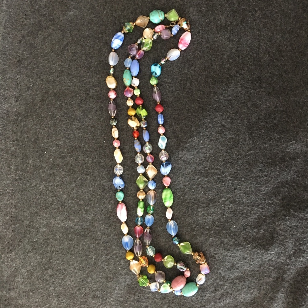 Gorgeous 56" Multi-Colored Glass Bead Necklace