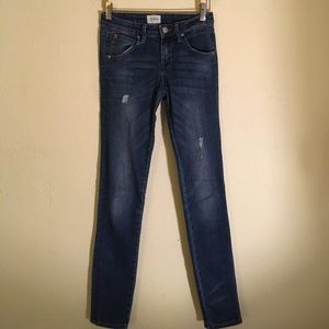 Slightly distressed skinny jeans