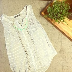 Brixon Ivy Coco Swiss Dot Lattice Blouse NWOT