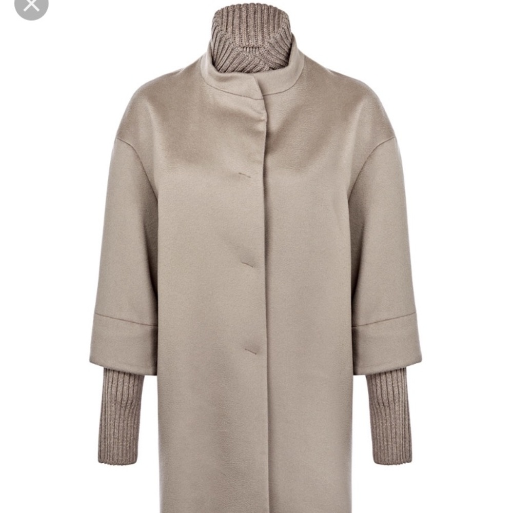 Cinzia Rocca Wool-ribbed Trim Women's Coat - Taupe