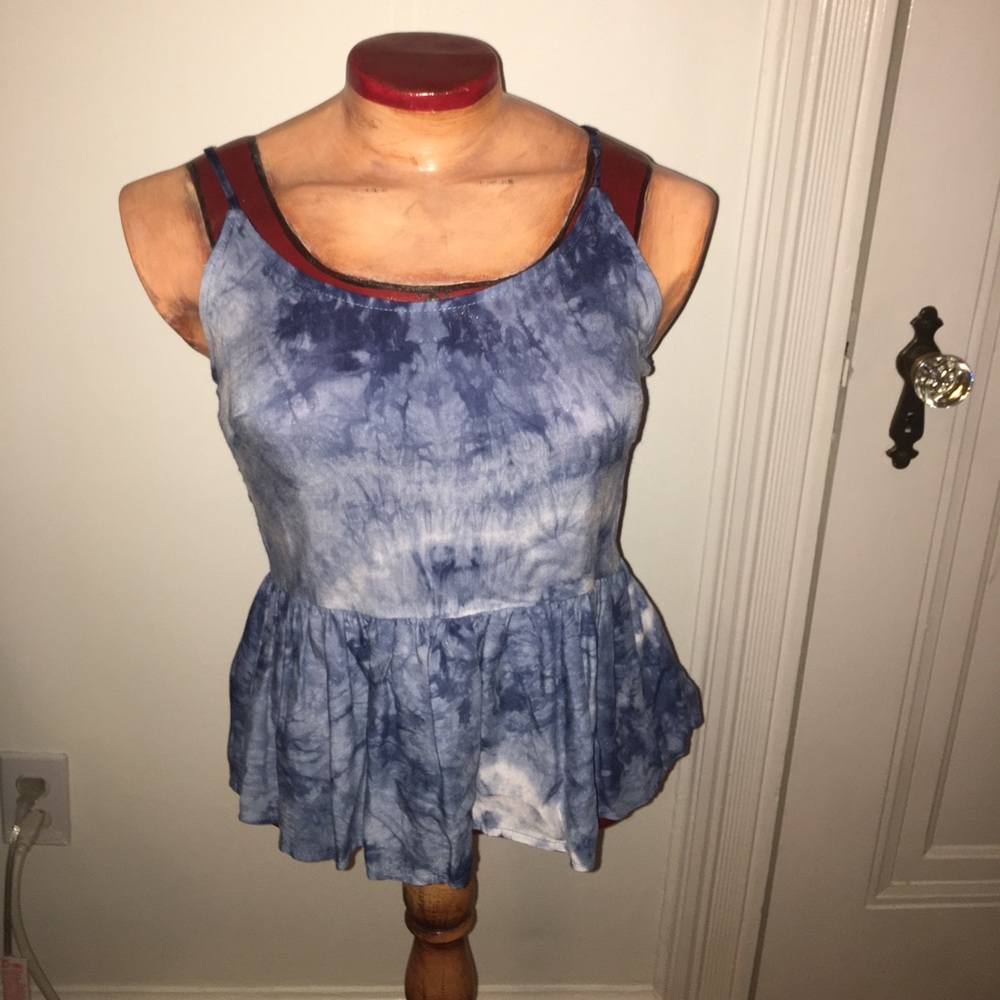 Tie dye peplum tank top
