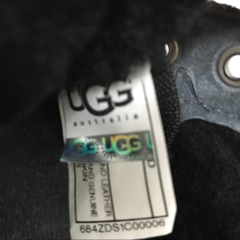 UGG Laela Black Suede Sequin Shearling Sneakers - Picture 6 of 8