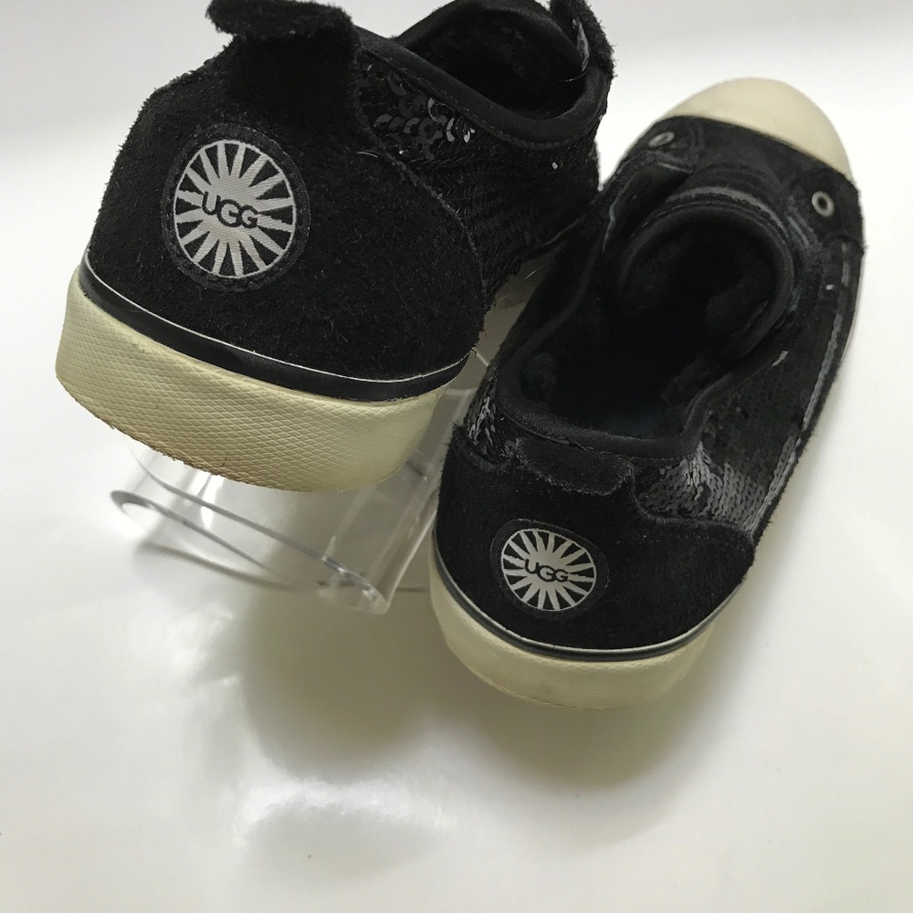 UGG Laela Black Suede Sequin Shearling Sneakers - Picture 4 of 8