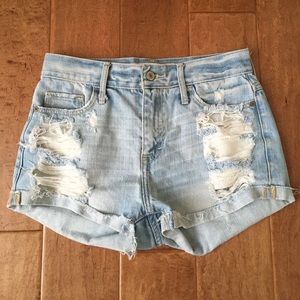 Abercrombie High Waisted Distressed Denim Shorts