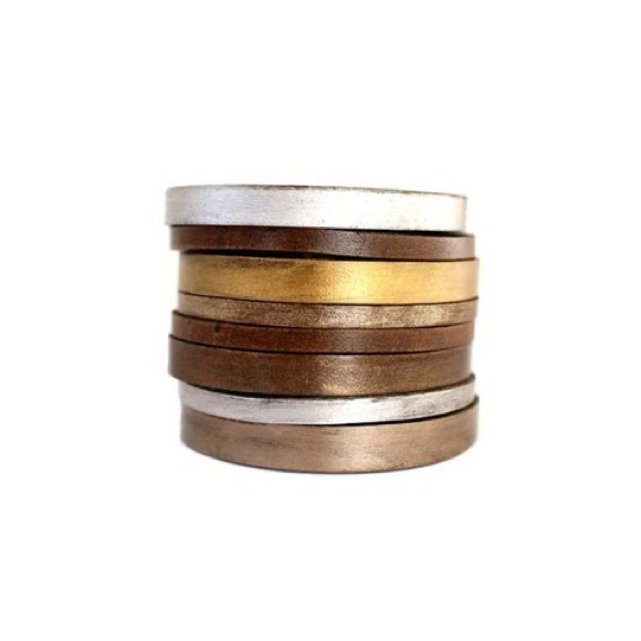 Handmade Boho Leather Split Cuff Bracelet - Picture 1 of 8