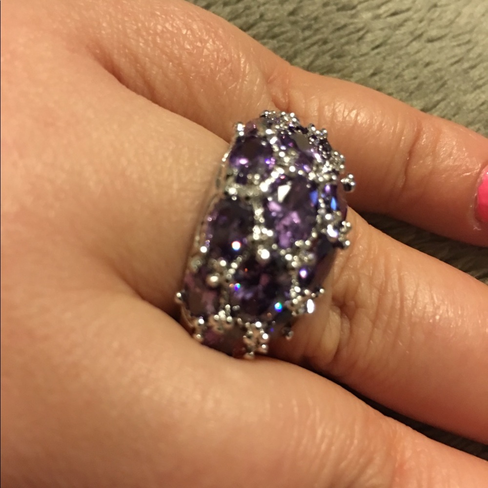Purple Amethyst Sterling Silver Ring - Picture 1 of 5