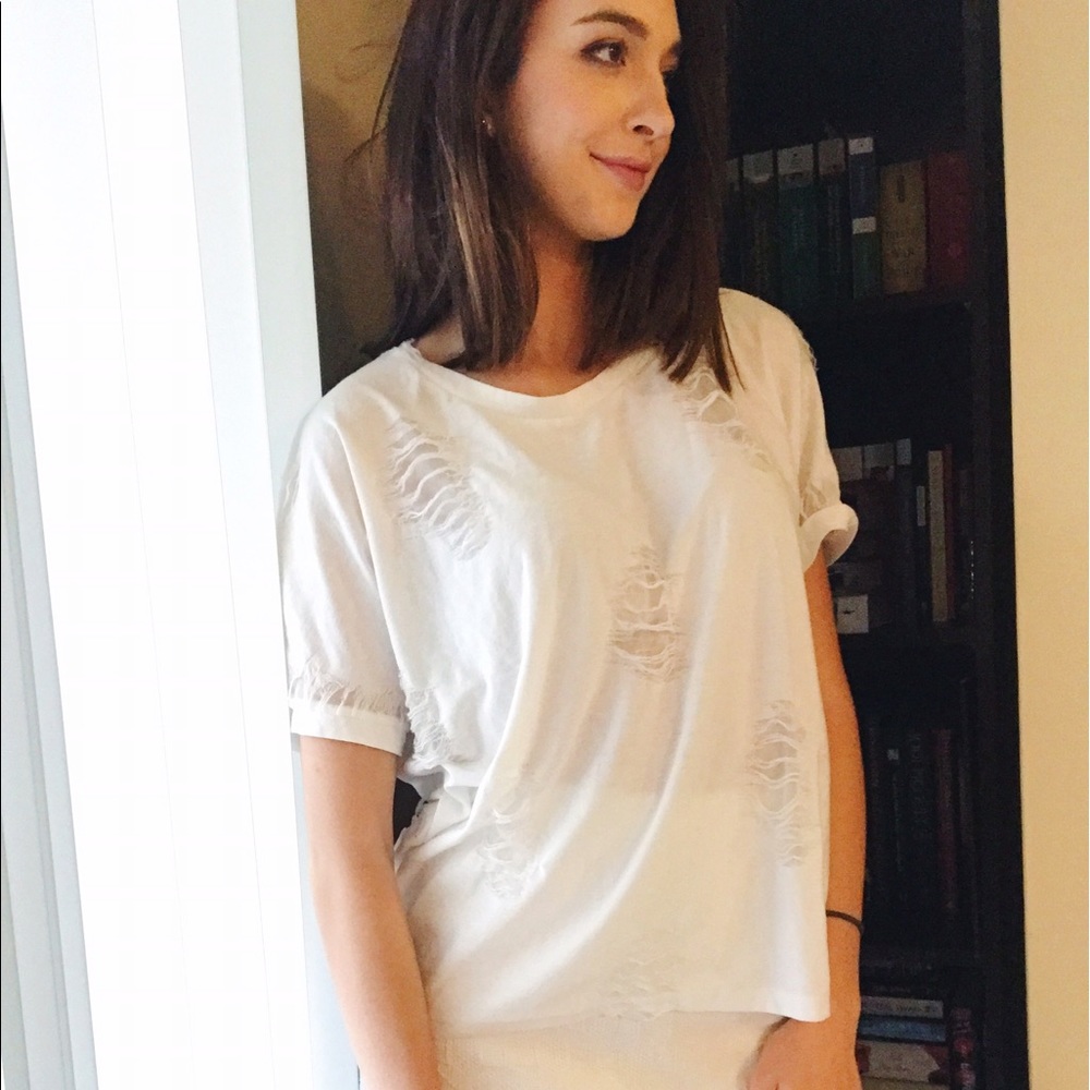 White Ripped Tee