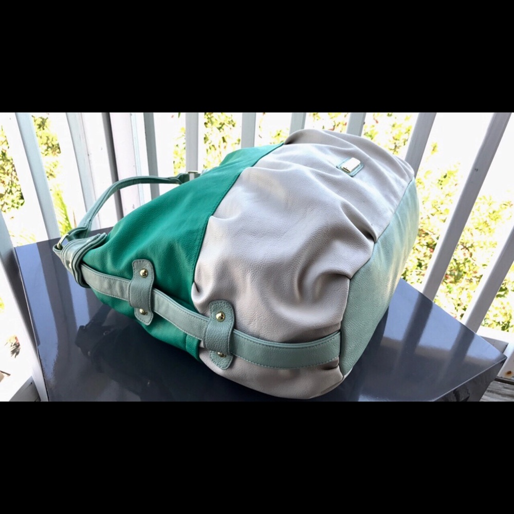 Steve Madden Ivory & Aqua Large Hobo Bag