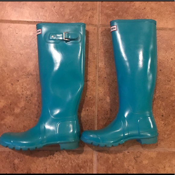 teal hunter rain boots