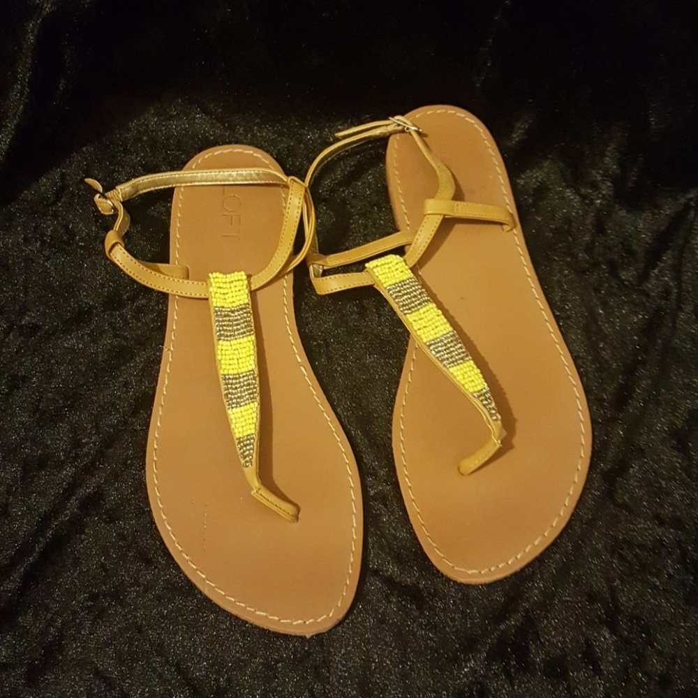 Yellow and silver beaded sandals