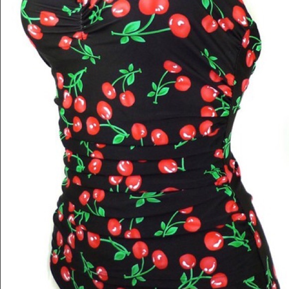 Cherry Pinup Vintage Retro One Piece Swimsuit - Picture 7 of 8