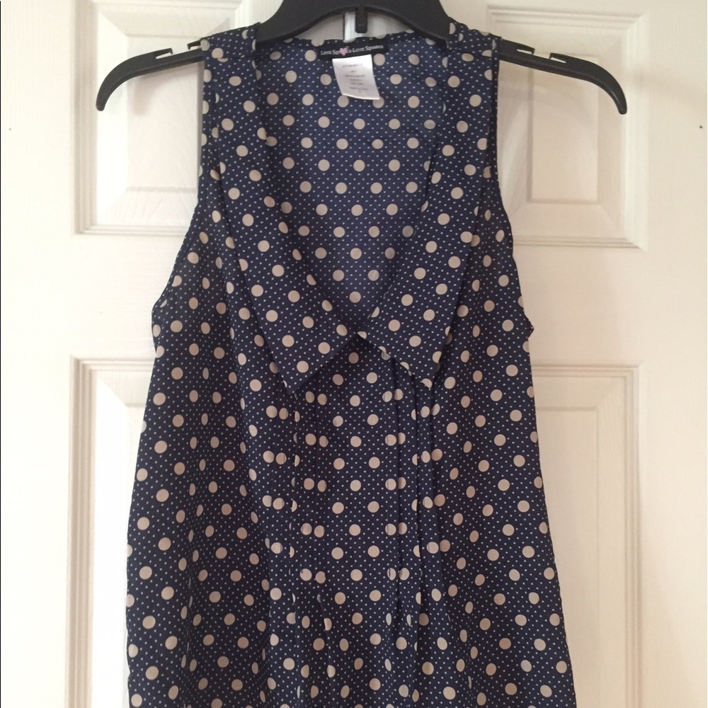 Navy polka dot blouse