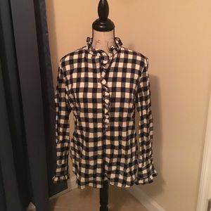 EUC Ralph Lauren Sport Plaid Ruffle Shirt, Size 14
