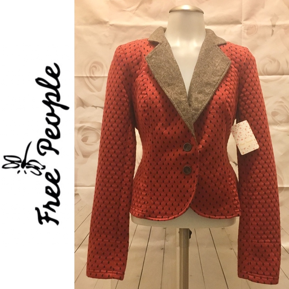 Free People Polka Dot Tweed Blazer