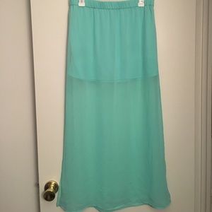 Express Sheer Maxi Skirt in sea foam green
