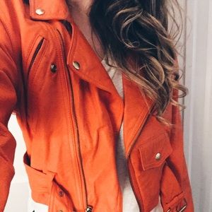 Orange Vintage 100% Leather Jacket