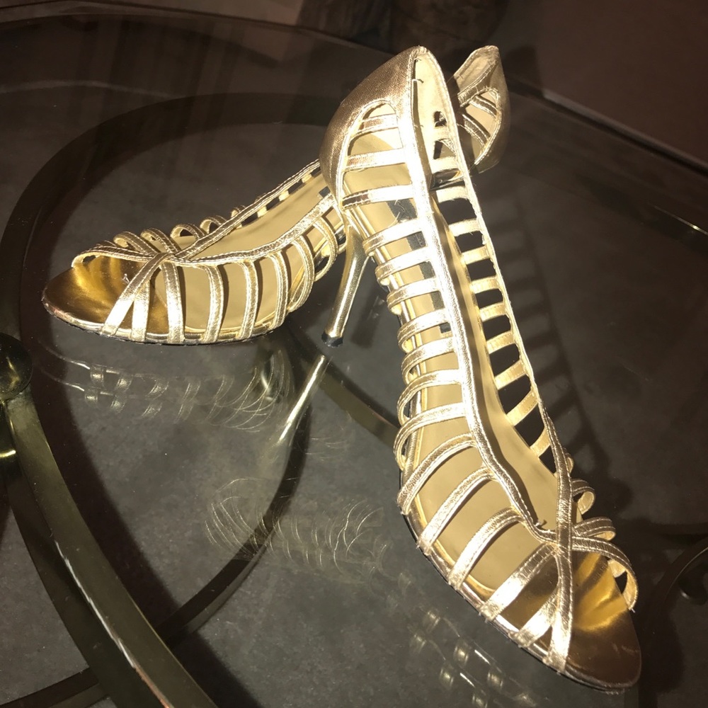 Gold Leather Heels
