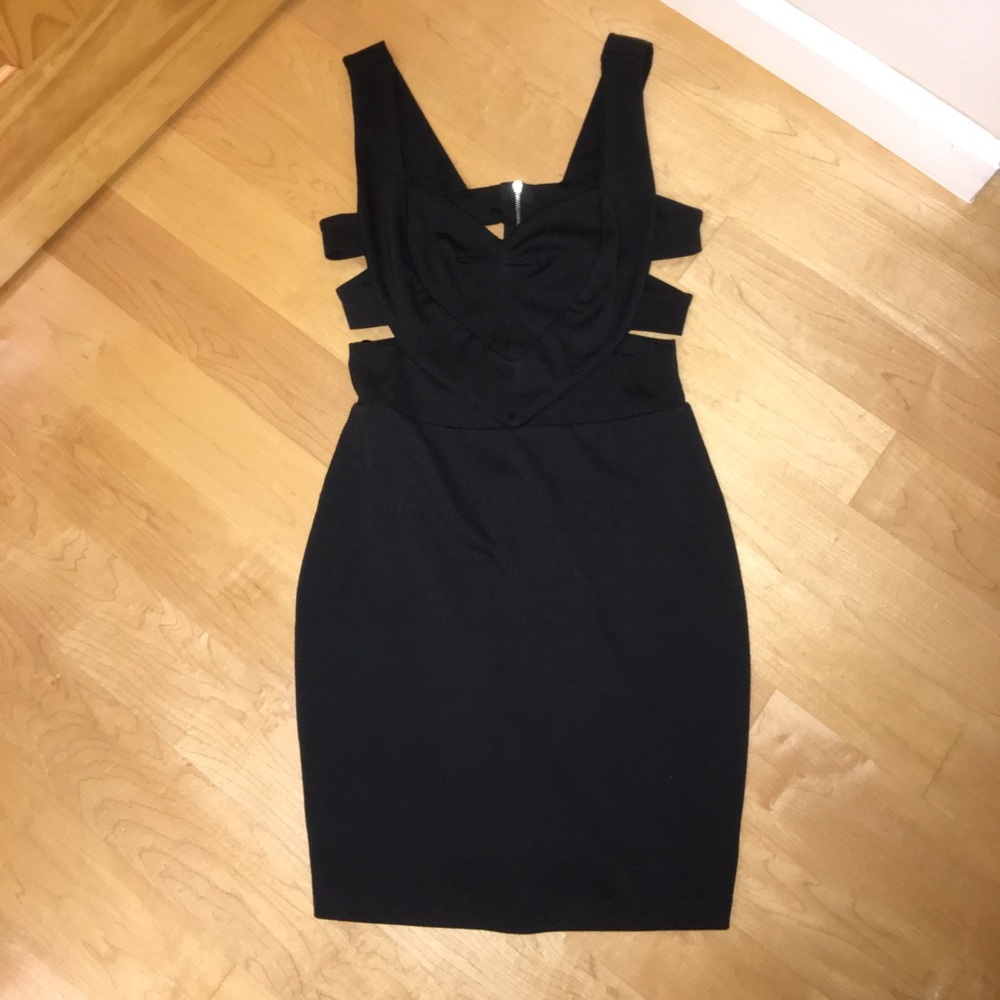 Forever 21 black caged bodycon dress