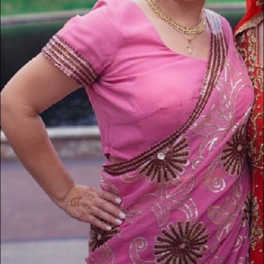 Pink and gold Sari