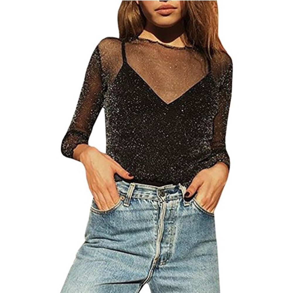 Women's mesh see through top