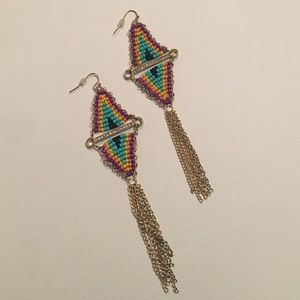 Beaded gold earrings