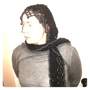 Unique hooded crocheted scarf